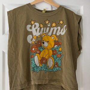 American Apparel Olive Graphic Tank Top